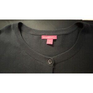 Woman Within Black Cardigan 2X 26/28 Classic Button Down Banded Hem Sweater Plus